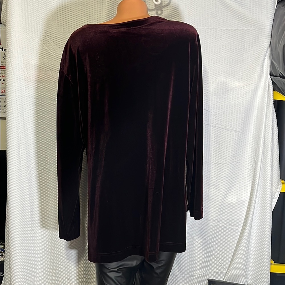 Apostrophe Red Button Down Tunic Notched Collar V… - image 8